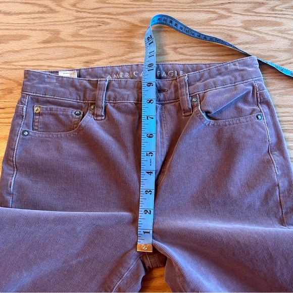 American Eagle Corduroy Hi Rise Crop Flare Purple Mauve 4 Long - Picture 7 of 10